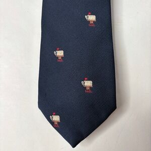VTG Alynn Neckwear Navy Blue Embroidered Mailbox Novelty Tie Gift 1st Class